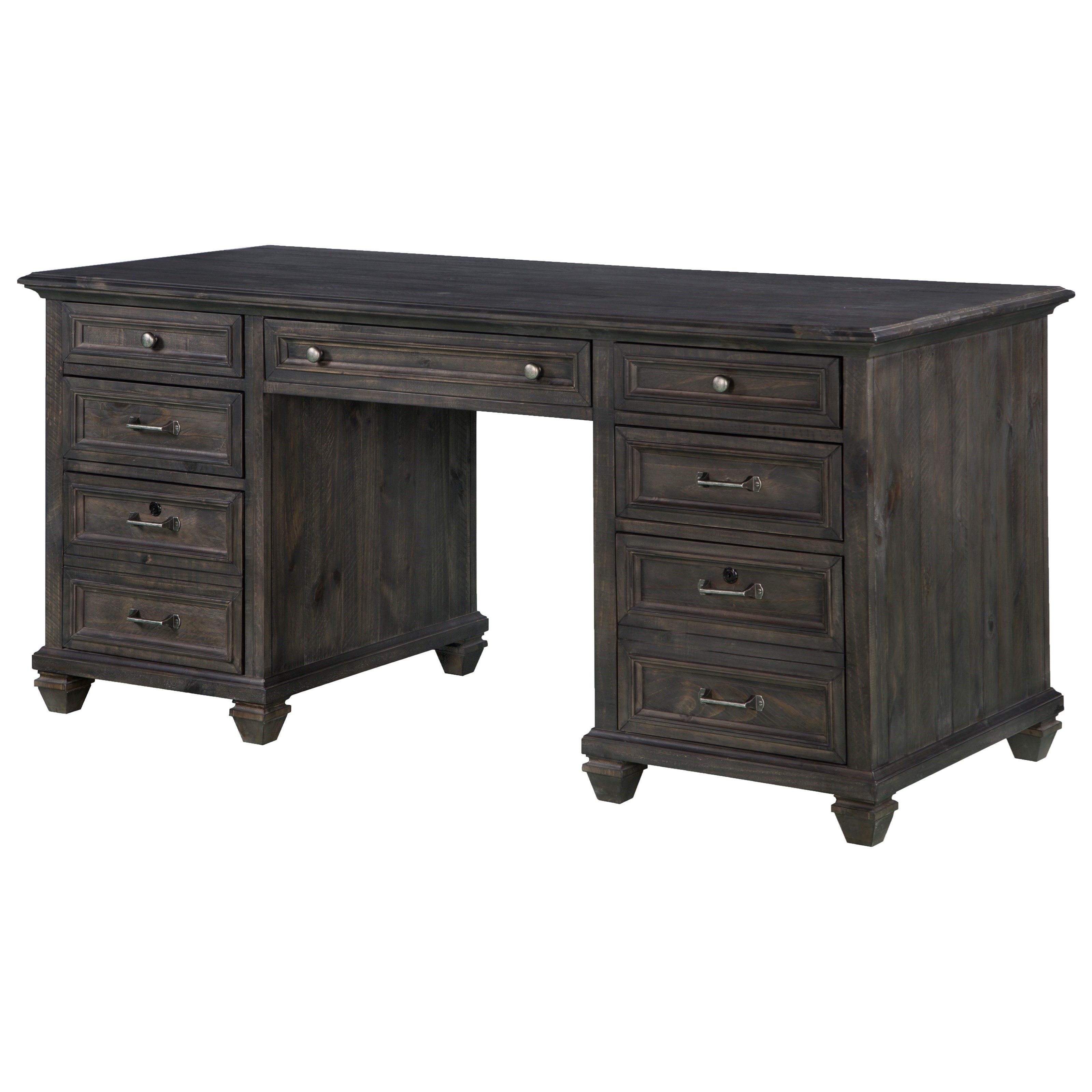 Magnussen Home Sutton Place Rustic Executive Desk with Power Supply